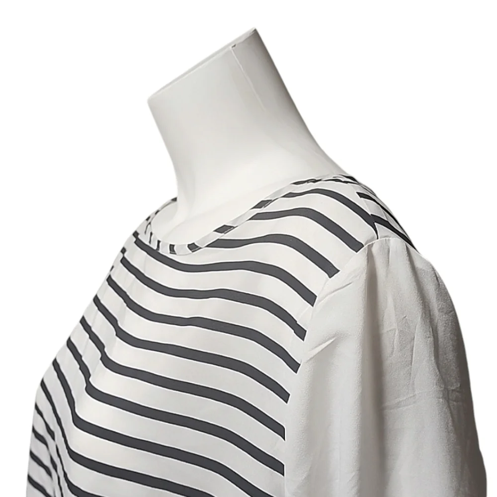 OLD NAVY Color Block Striped Tunic Top L Zipper Back Long Sleeve Blouse Shirt - Picture 5 of 14
